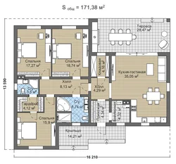 Layout Of A One-Story House With One Bedroom Photo