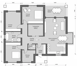 Layout of a one-story house with one bedroom photo