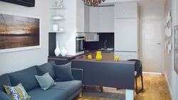 Кухня гостиная 14 кв м дизайн фото с одним окном