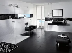 Black Floor White Walls Photo Of Bathrooms