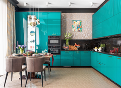 Sea ​​wave color in the kitchen interior combination