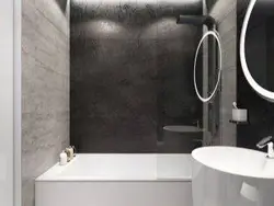 Boz Tonlarda Tualetli Kiçik Bir Banyonun Dizaynı