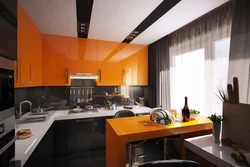 Kitchen in orange-gray tones photo