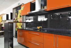 Kitchen in orange-gray tones photo