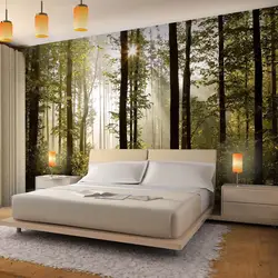 Photo wallpaper on the wall in the bedroom photo in the interior