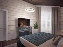 Bedroom color in a wooden house photo