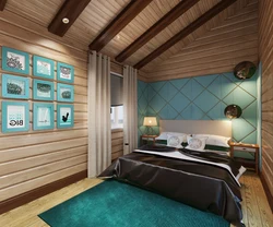 Bedroom Color In A Wooden House Photo