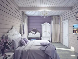 Bedroom color in a wooden house photo