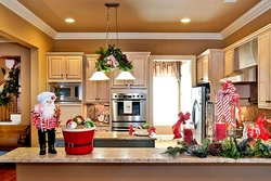 Photos decorating the kitchen