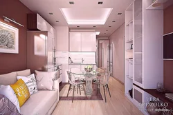 Design projects for a rectangular living room kitchen