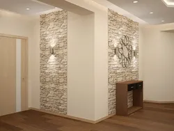 Artificial stone for interior wall decoration in the hallway in the interior