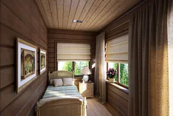 Taxta dizayndan hazırlanmış bir evdə yataq otağı