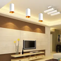 Living room ceiling design with spotlights photo