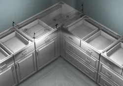 Corner kitchen design with right corner