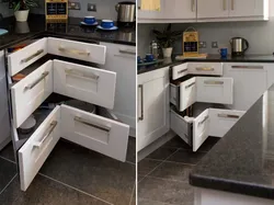 Corner kitchen design with right corner