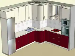 Corner kitchen design with right corner