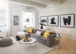 Yellow-gray color in the living room interior