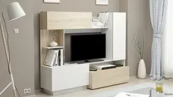 Современная мини стенка в интерьере гостиной