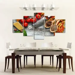 Kitchen design with paintings on the wall