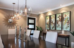 Kitchen design with paintings on the wall