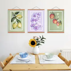 Kitchen design with paintings on the wall