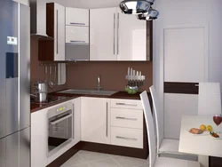 Interior of a small straight kitchen