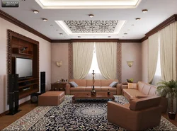Müasir üslubda salon dizaynında tavan