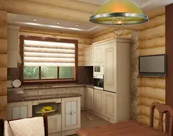 Kitchen with stove in a country house design photo