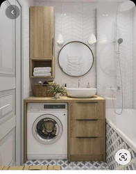 Bathroom with boiler and washing machine design