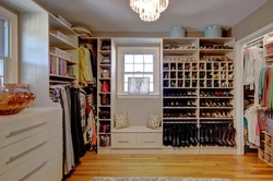 Dressing room in a house with a window photo