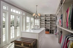 Dressing room in a house with a window photo