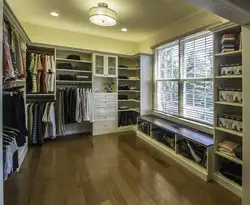 Dressing room in a house with a window photo