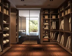 Dressing room in a house with a window photo