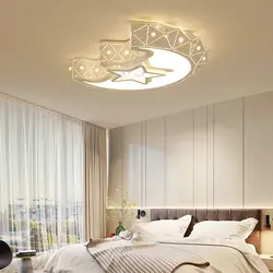 Design of lamps on a suspended ceiling in the bedroom