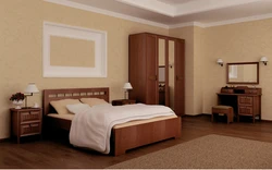 Bedroom interior with light brown furniture