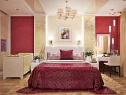 Bedroom Interior In Burgundy Colors