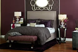 Bedroom Interior In Burgundy Colors