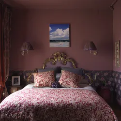 Bedroom Interior In Burgundy Colors