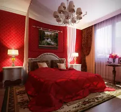 Интерьер спальни в бордовых цветах