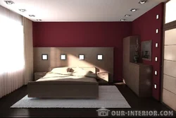 Bedroom interior in burgundy colors