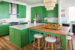 Shades Of Green In The Kitchen Interior