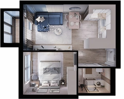 Kitchen design for a one-room apartment 38 sq m photo