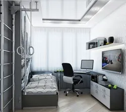 12 kvadrat metrlik o'g'il bolalar uchun yotoqxona dizayni