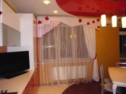 Design of curtains with lambrequin for the kitchen