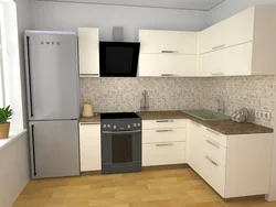 Photo Of A Kitchen With A Right Corner And A Refrigerator