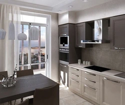 Kitchen 11 sq m design with balcony