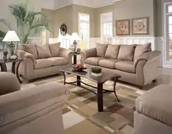 Color of upholstered furniture in the living room interior