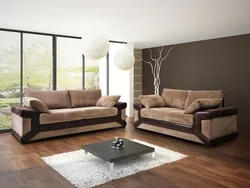Color of upholstered furniture in the living room interior