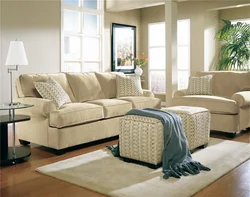 Color of upholstered furniture in the living room interior