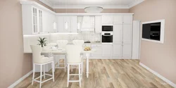 Wallpaper in the kitchen interior for white photo real
